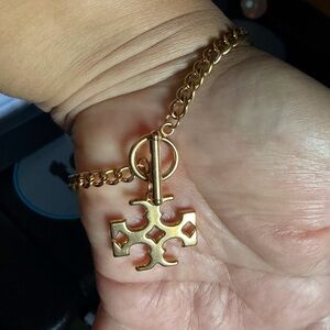 Gold Chain Bracelet with Cross Pendant